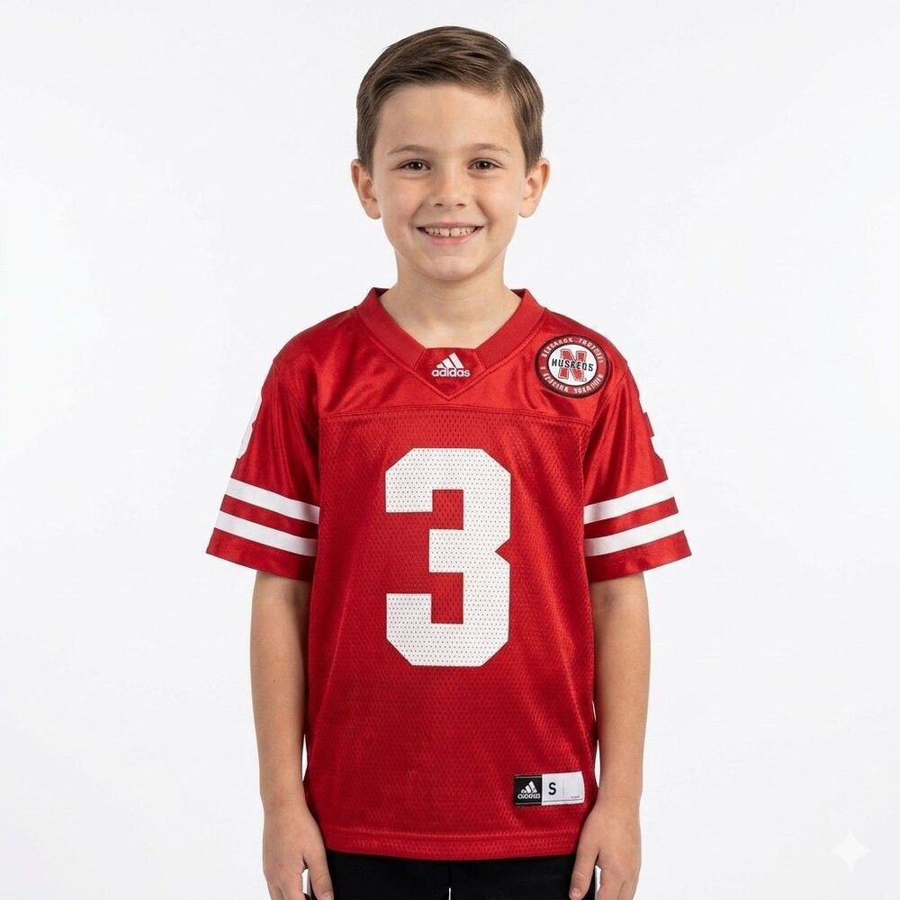 Adidas Nebraska Cornhuskers Football Jersey Boy's Youth Small Red #3